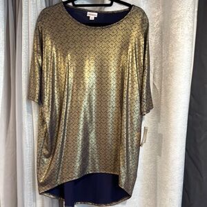 LuLaRoe Gold and Brown Oversized Tunic Short Sleeve